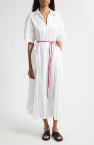 PLAN C Relaxed Belted Cotton Dress