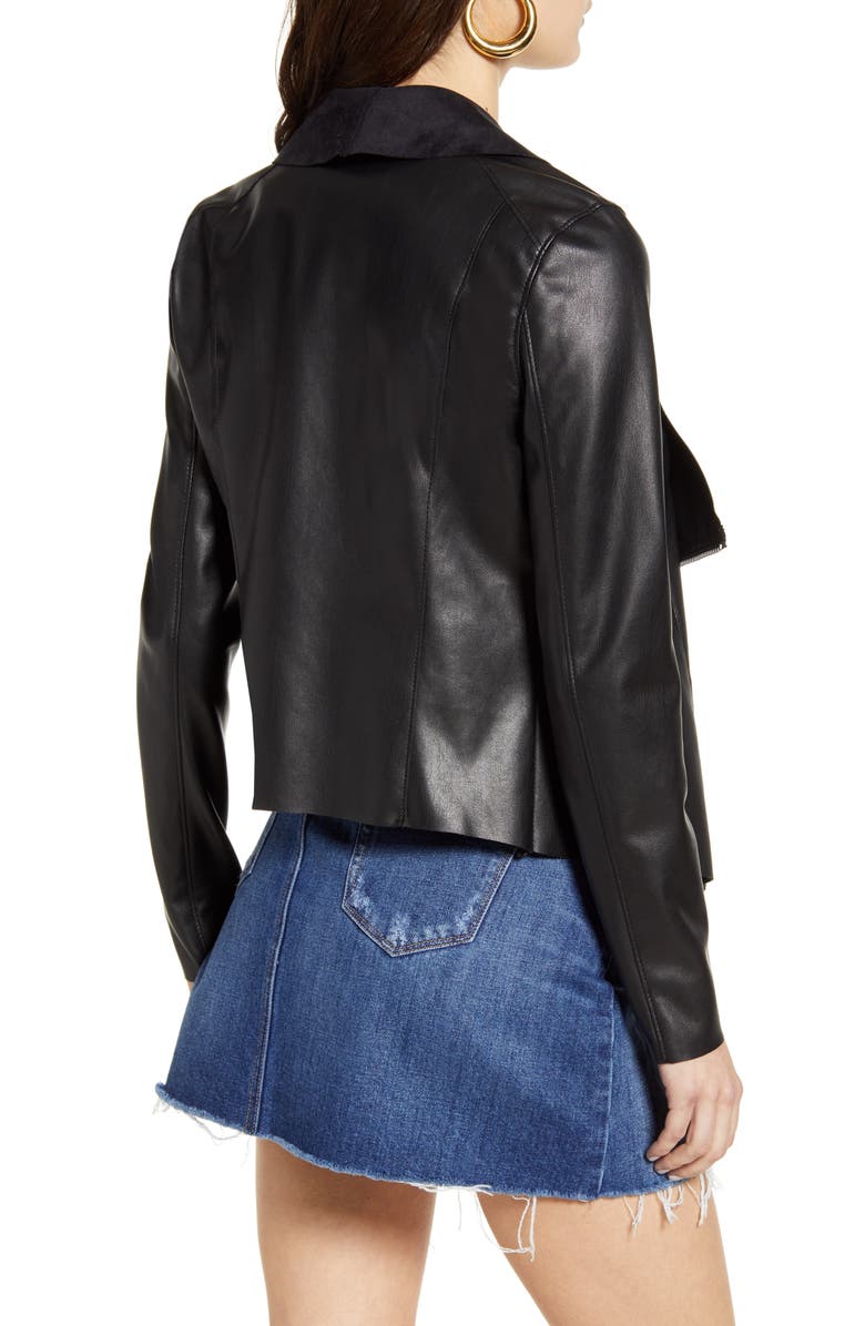 BLANKNYC Onto the Next Faux Leather Drape Front Jacket, Alternate, color, 