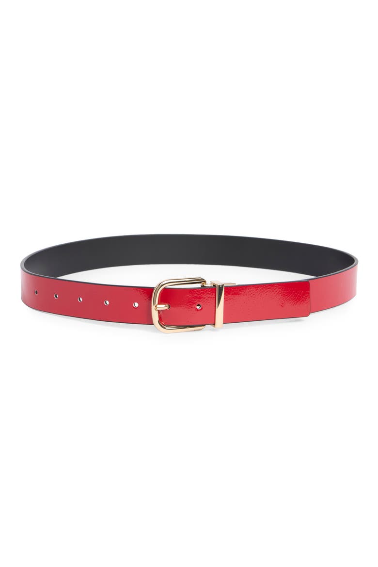 crinkle patent leather belt, Main, color, RIPE APPLE/ POLISHED GOLD