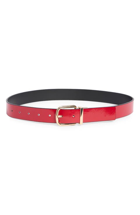 crinkle patent leather belt