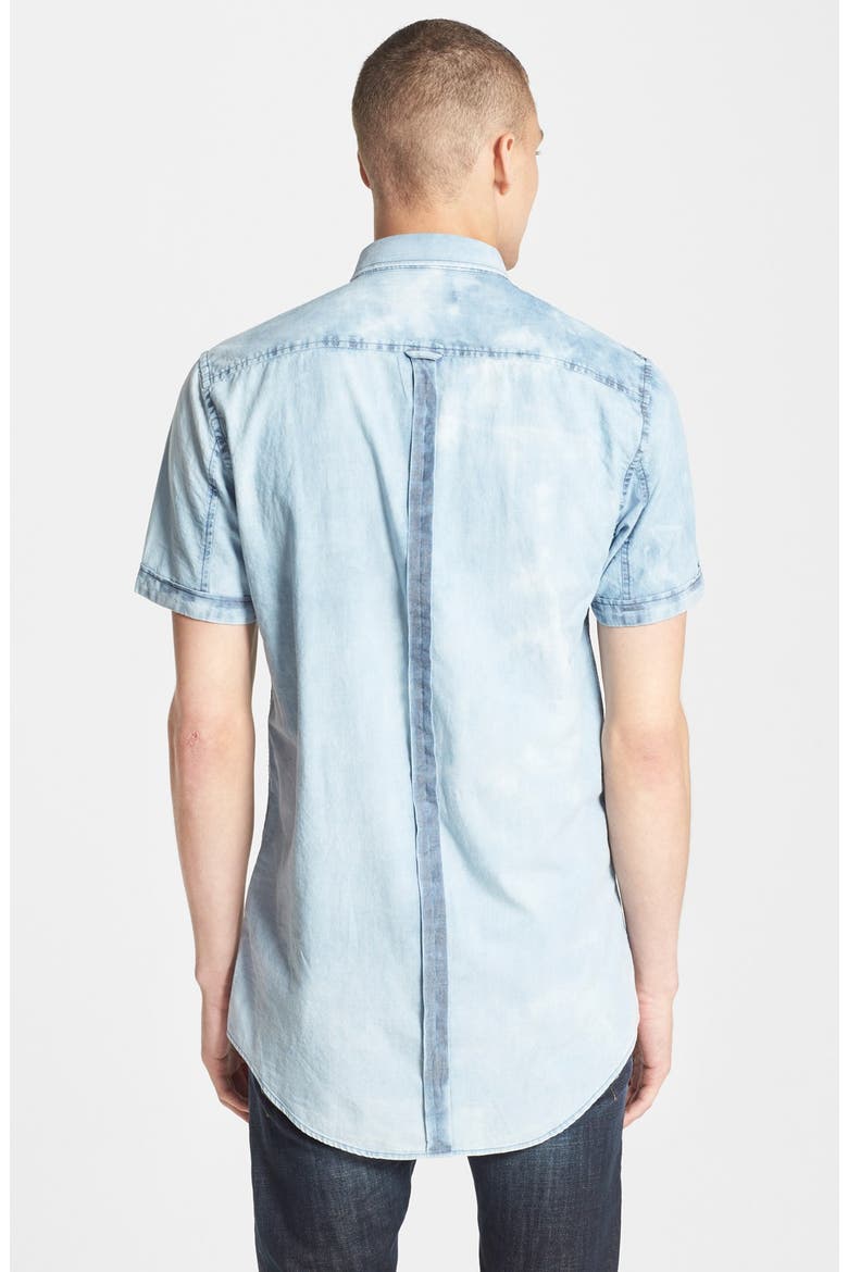 'Seven Ft' Short Sleeve Acid Washed Woven Shirt, Alternate, color, LT. BLUE ACID