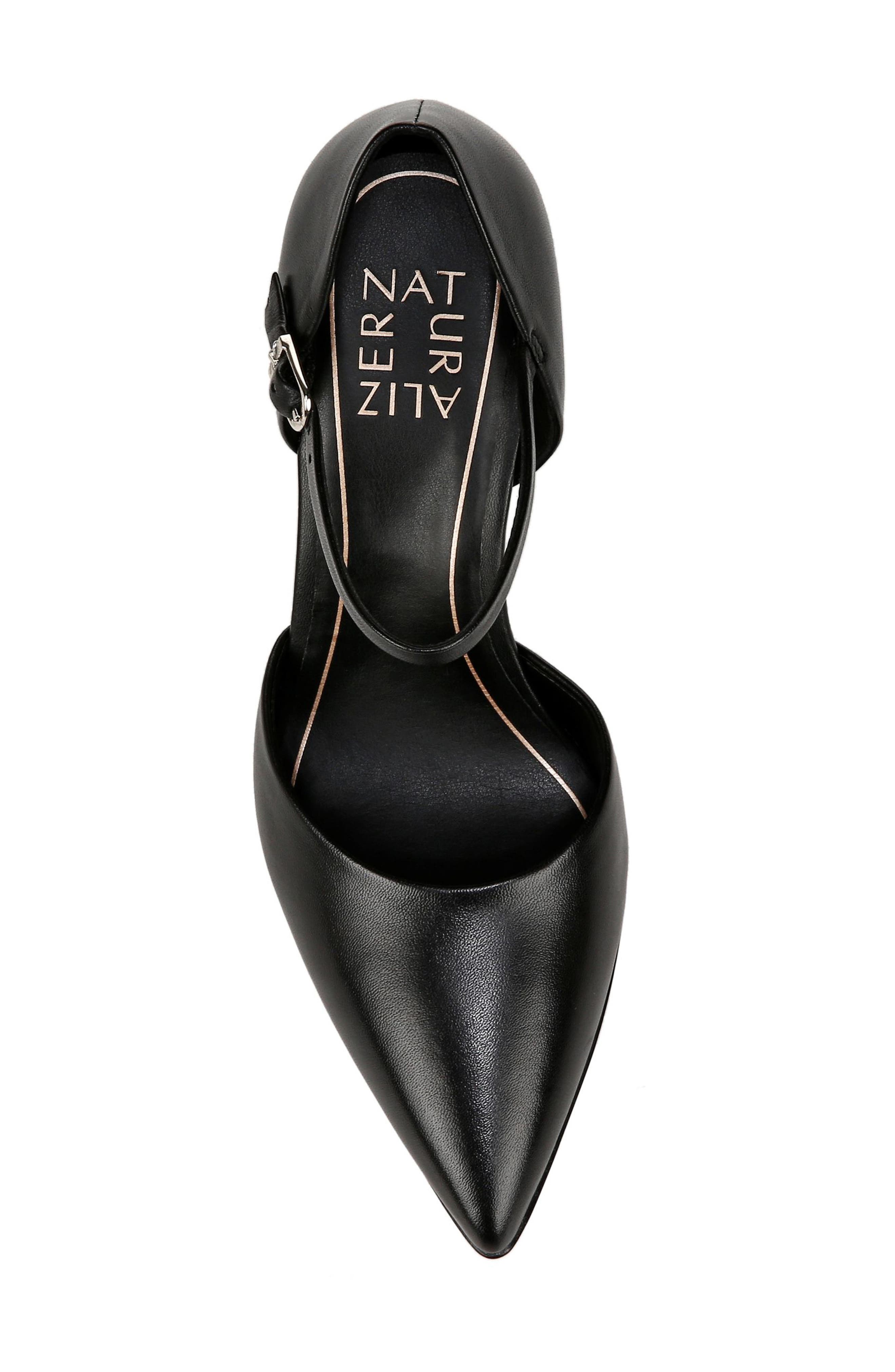 Naturalizer Amber Ankle Strap Pointed Toe Pump, Alternate, color, Black Leather