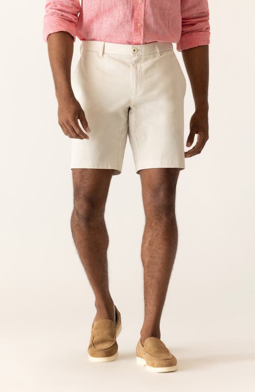 Deke Galaxy Bermuda Flat Front Stretch Twill Shorts In White
