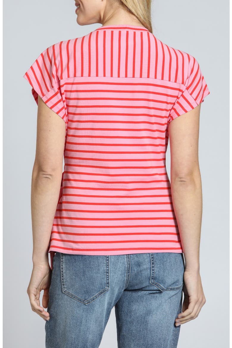 Stripe Side Tie T-Shirt, Alternate, color, PINK/ORANGE