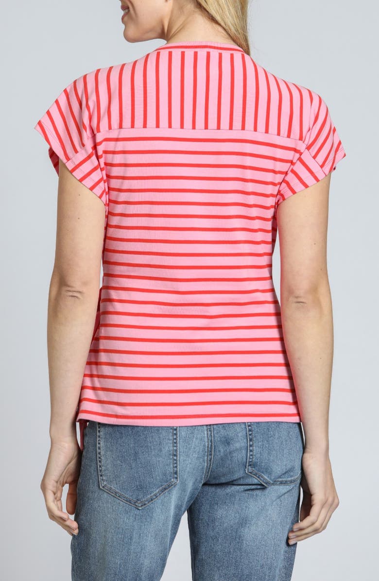 APNY Stripe Side Tie T-Shirt, Alternate, color, Pink/ Orange