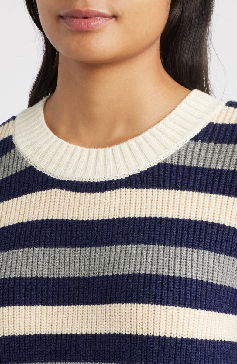 CITY BLUES Stripe Colorblock Sweater, Alternate, color, Navy