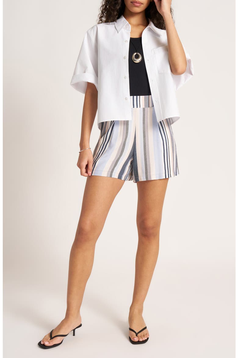 Lina Pleated Shorts, Alternate, color, NAVY-WHITE