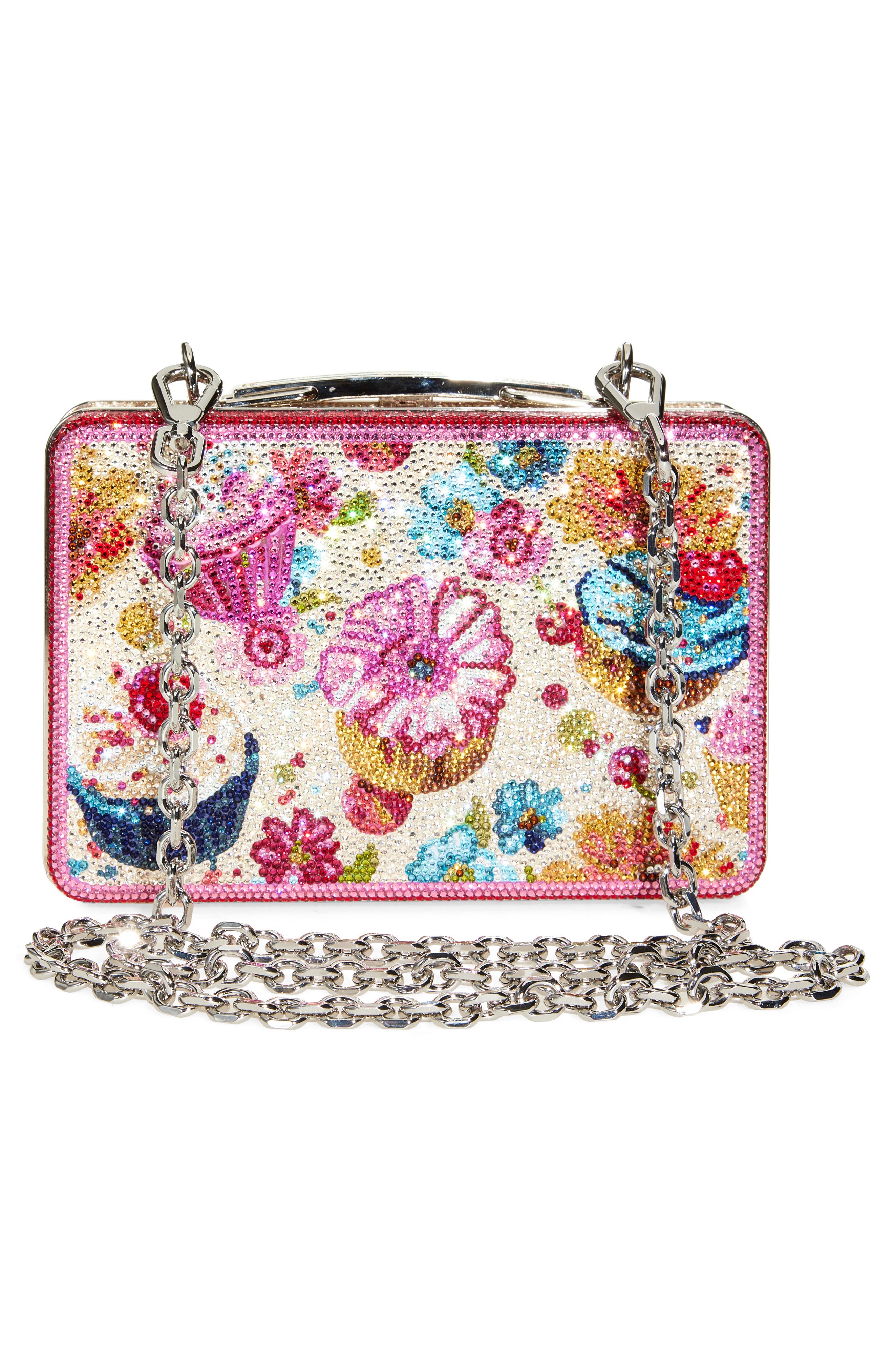 JUDITH LEIBER COUTURE Cupcakes Embellished Lunchbox Clutch, Alternate, color, 