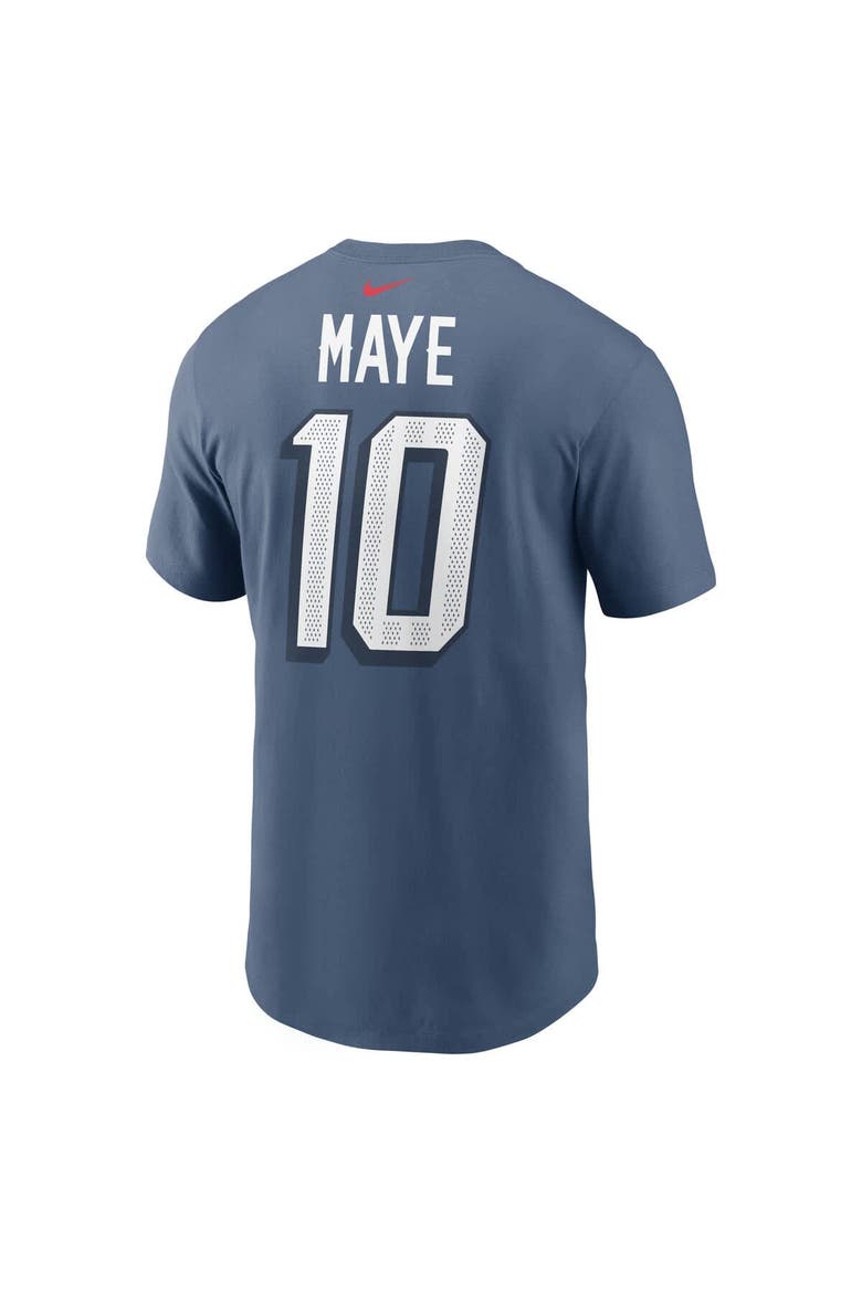 Men's Nike Drake Maye Storm Blue New England Patriots 2025 Rivalries Collection Player Name & Number T-Shirt, Alternate, color, Blue