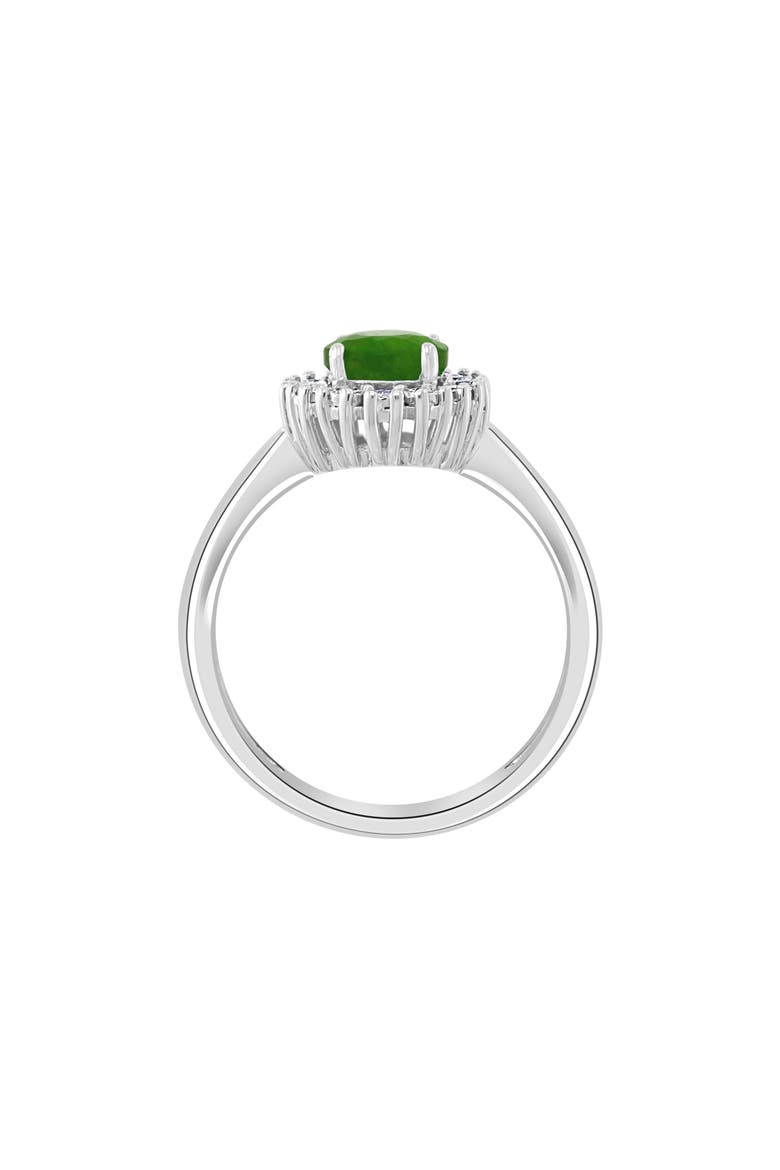 Sterling Silver Emerald & Diamond Ring, Alternate, color, GREEN