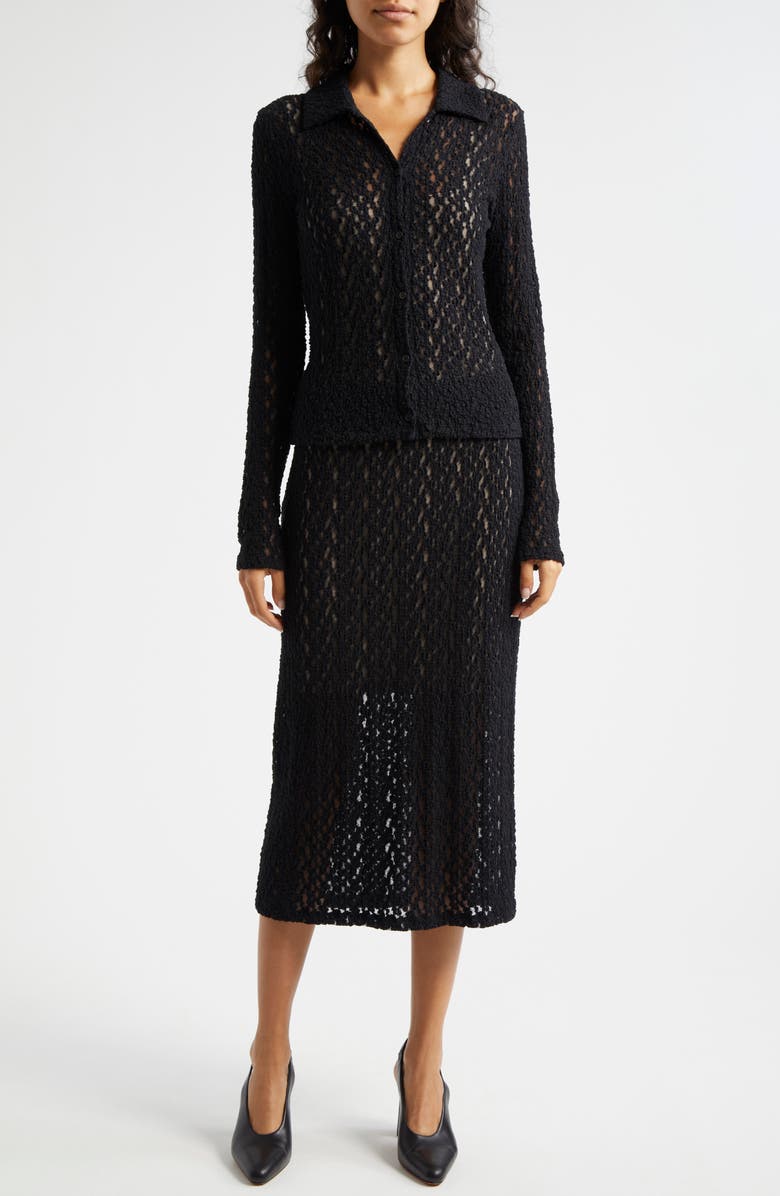 Vince Floral Lace Skirt, Alternate, color, Black