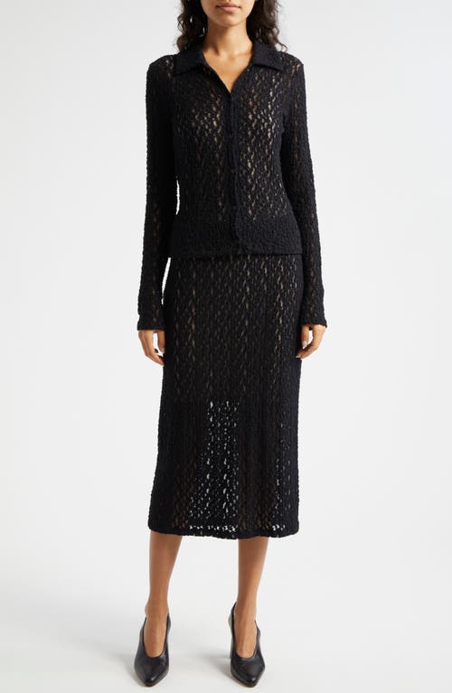 Vince Floral Lace Button-up Shirt In Black