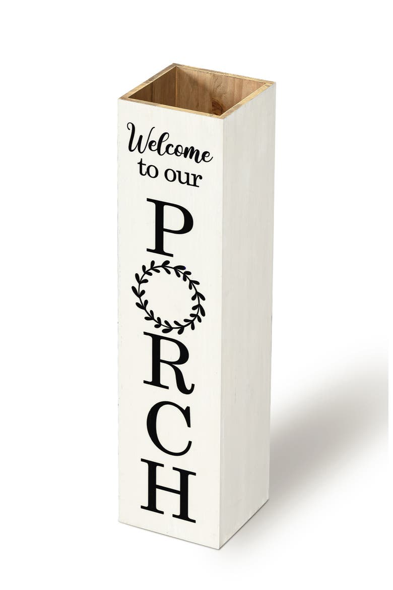 Double Sided Solid Wood Boxed "WELCOME PORCH" Porch Sign, Alternate, color, White