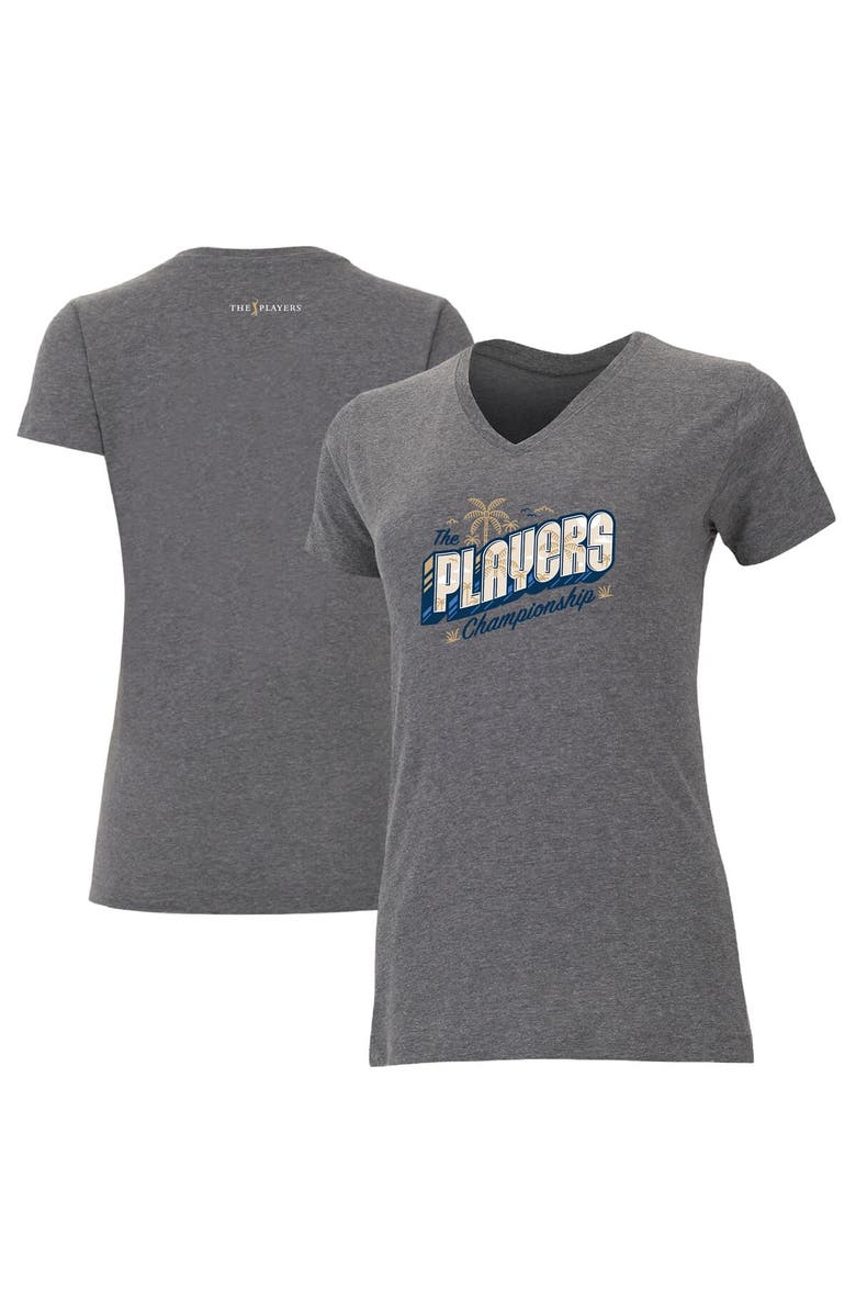 AHEAD Women's Ahead  Gray THE PLAYERS Palm Trees Vista V-Neck T-Shirt, Alternate, color, Gray