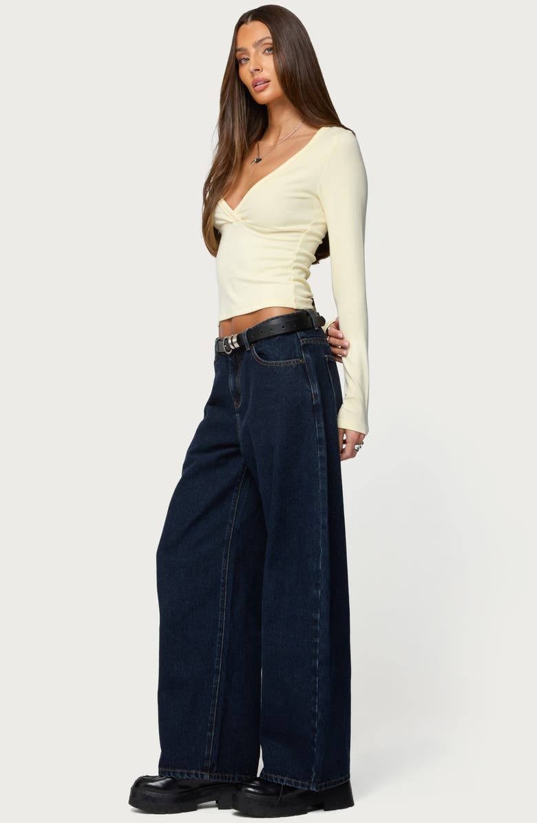 EDIKTED Jillian Low Rise Barrel Jeans, Alternate, color, 