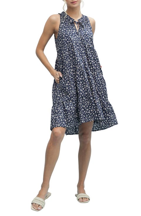 Ditsy Floral Sleeveless Cotton Babydoll Dress