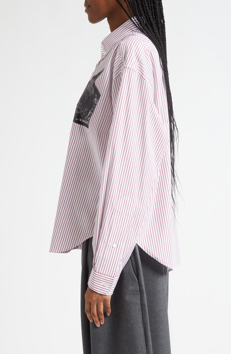 Vaquera Trompe l'Oeil Bra Stripe Graphic Button-Down Shirt, Alternate, color,