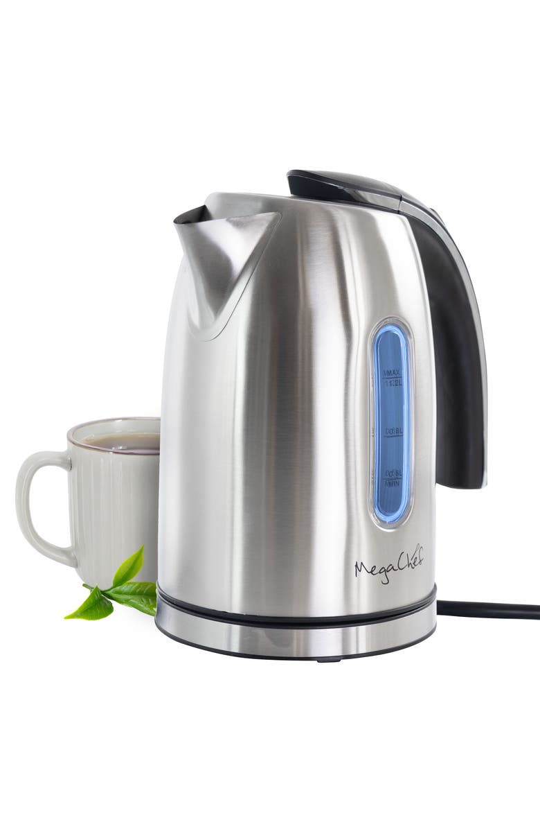 Megachef 1.2Lt. Stainless Steel Electric Tea Kettle, Main, color, Grey