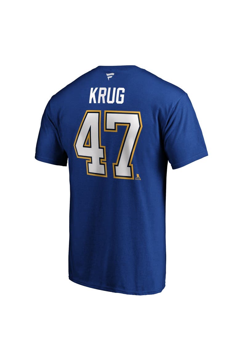 Men's Fanatics Branded Torey Krug Blue St. Louis Blues Authentic Stack Name & Number T-Shirt, Alternate, color, Blue