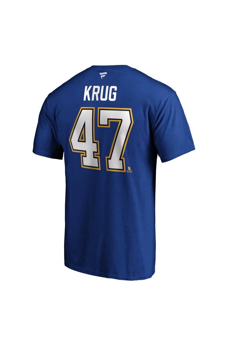 FANATICS Men's Fanatics Branded Torey Krug Blue St. Louis Blues Authentic Stack Name & Number T-Shirt, Alternate, color, Blue