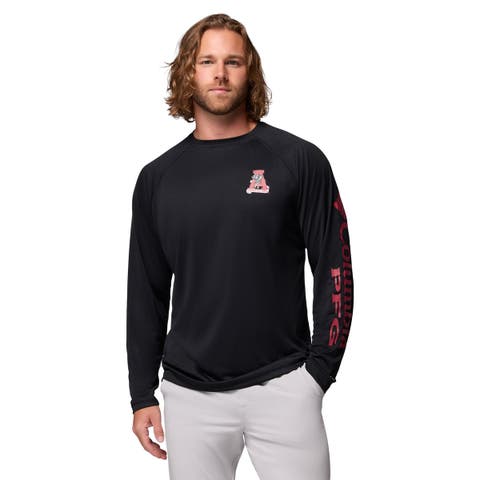 Men's Columbia Black Alabama Crimson Tide Terminal Tackle Omni-Shade Raglan Long Sleeve T-Shirt