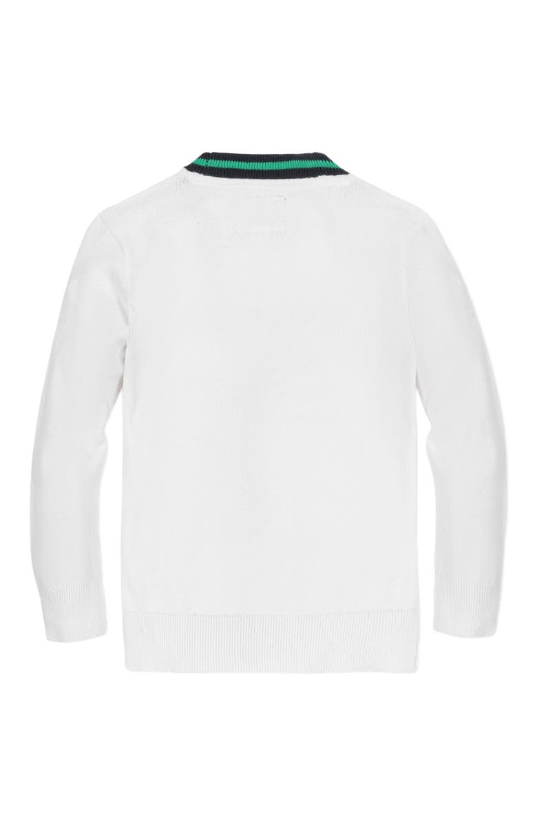 Hope & Henry Boys' Organic Tipped Cardigan, Kids, Alternate, color, White With Navy And Green