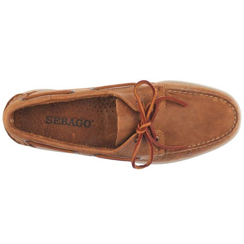 Sebago Dockside Portland Suede Boat Shoes Cognac Brown