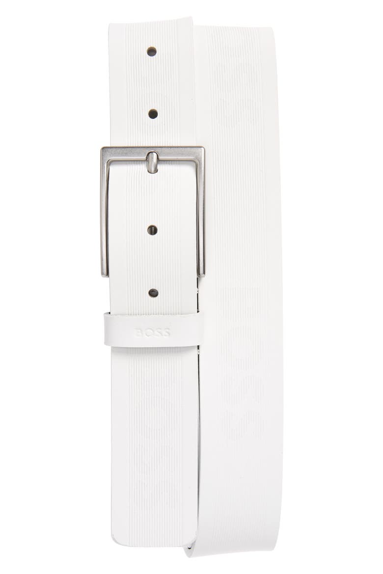 Tillo Leather Belt, Main, color, WHITE