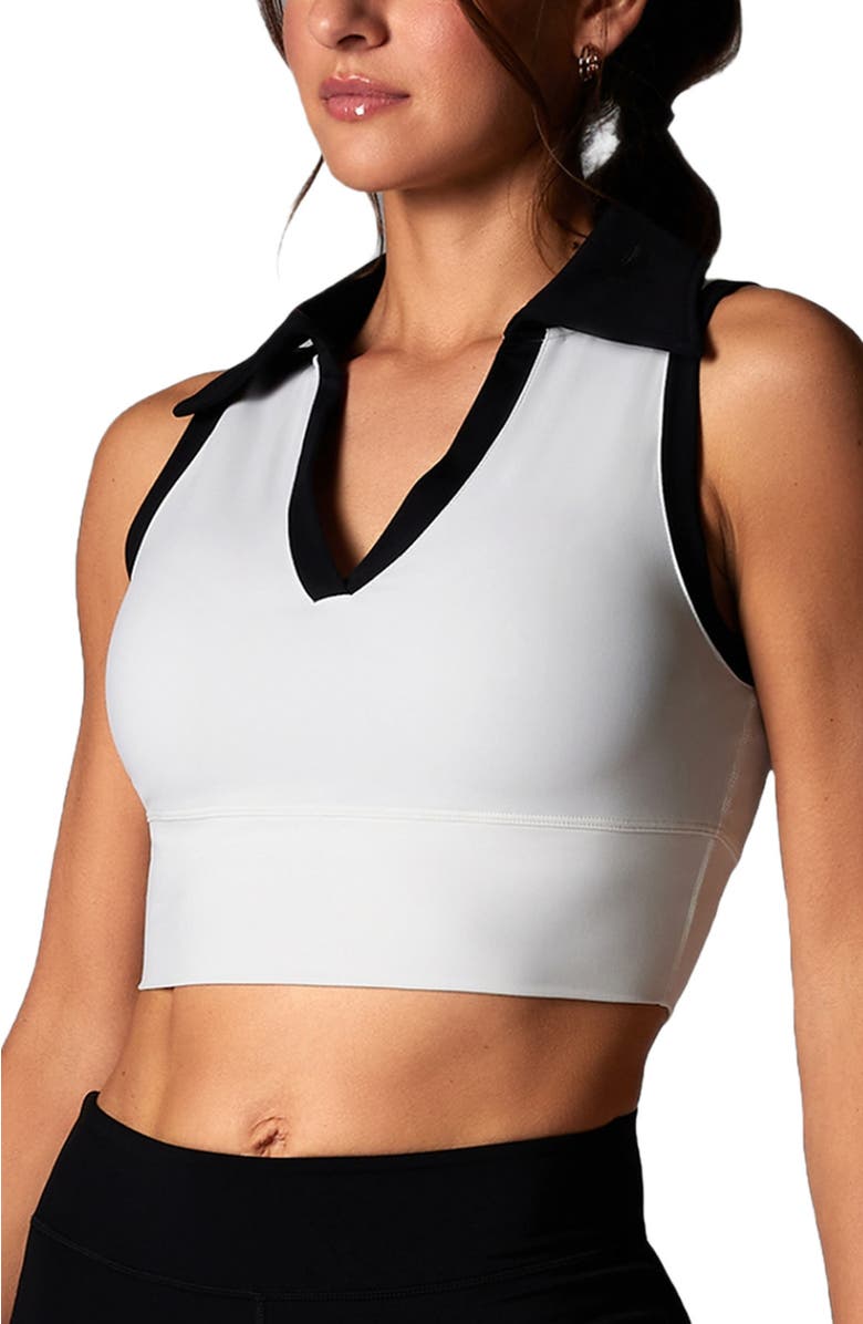 Tavi Contrast Polo Tank, Alternate, color, Coconut Ebony