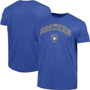 Champion Men's Champion Royal Milwaukee Brewers Cooperstown Wordmark Lockup Tri-Blend T-Shirt
