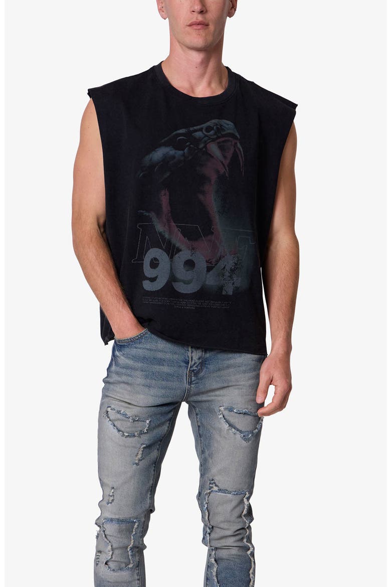 Snake Venom Sleeveless Graphic Cutoff T-Shirt, Alternate, color, BLACK