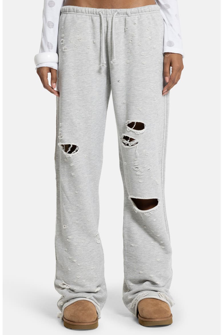 Cleo Distressed Cotton Blend Joggers, Main, color, GREY