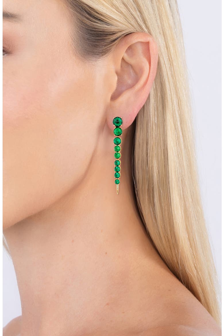 Harper Cubic Zirconia Drop Earrings, Alternate, color, GREEN