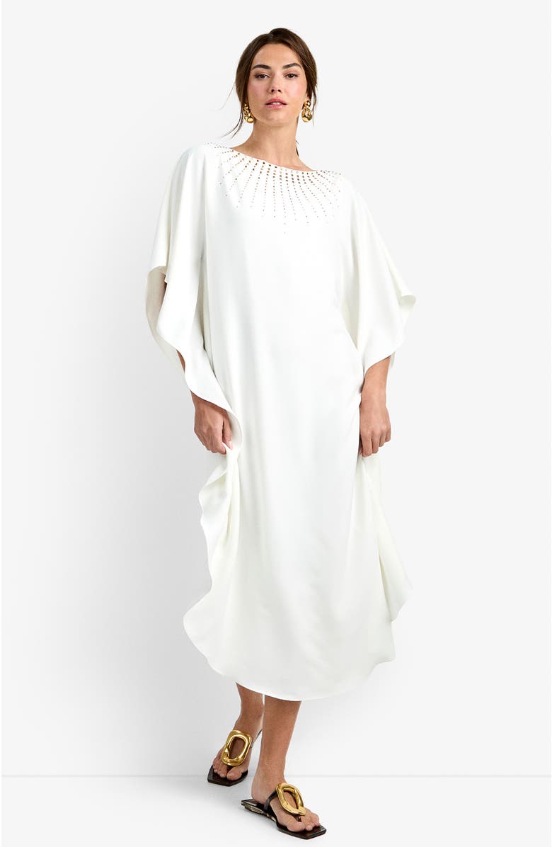 Trina Turk Neena Rhinestone Caftan Dress, Alternate, color, Whitewash