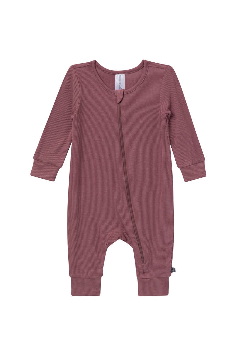 Long Sleeve Footless Rompers, Alternate, color, Gray and Purple