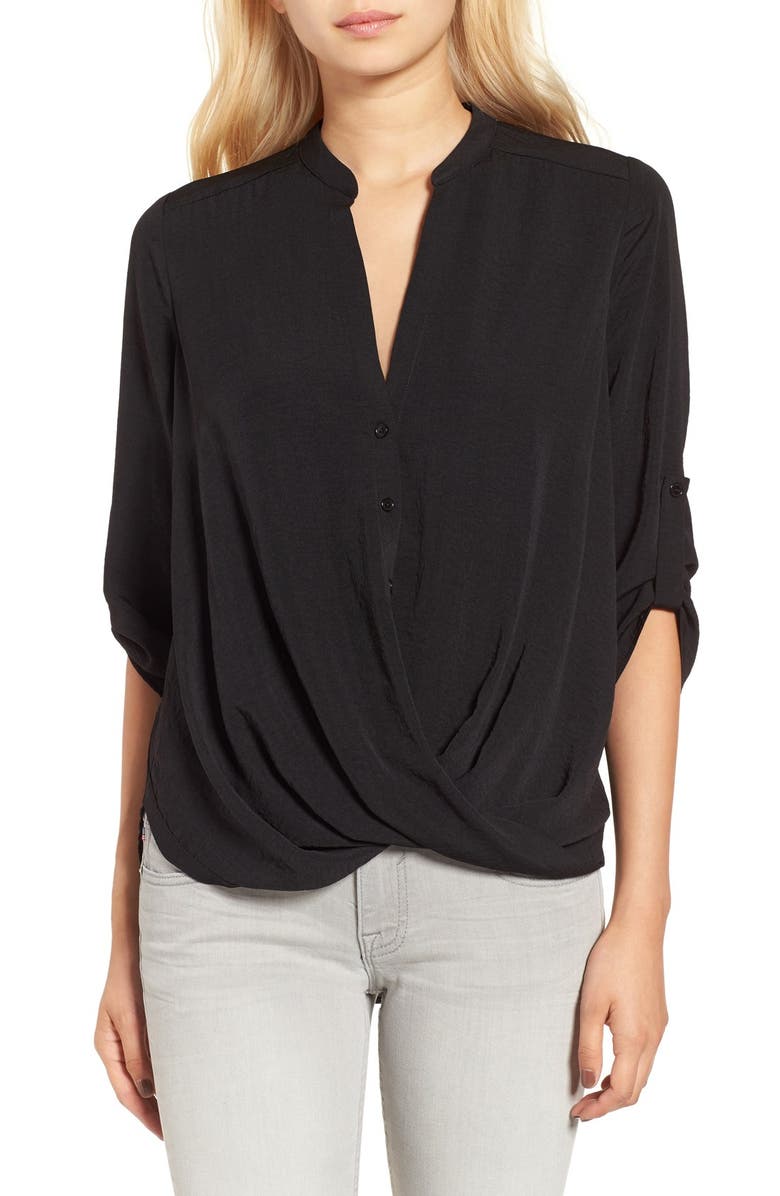 All in Favor Twist Front Woven Shirt, Main, color, 