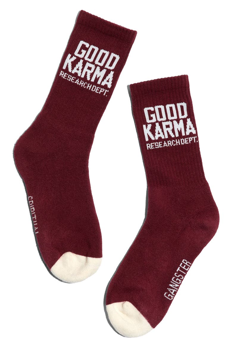 Good Karma 777 Crew Socks, Alternate, color, MAHOGANY