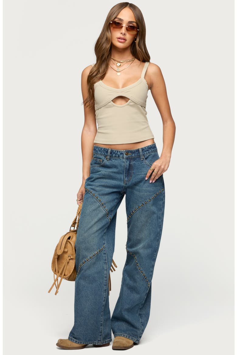 Karin Cutout Crop Tank, Alternate, color, BEIGE