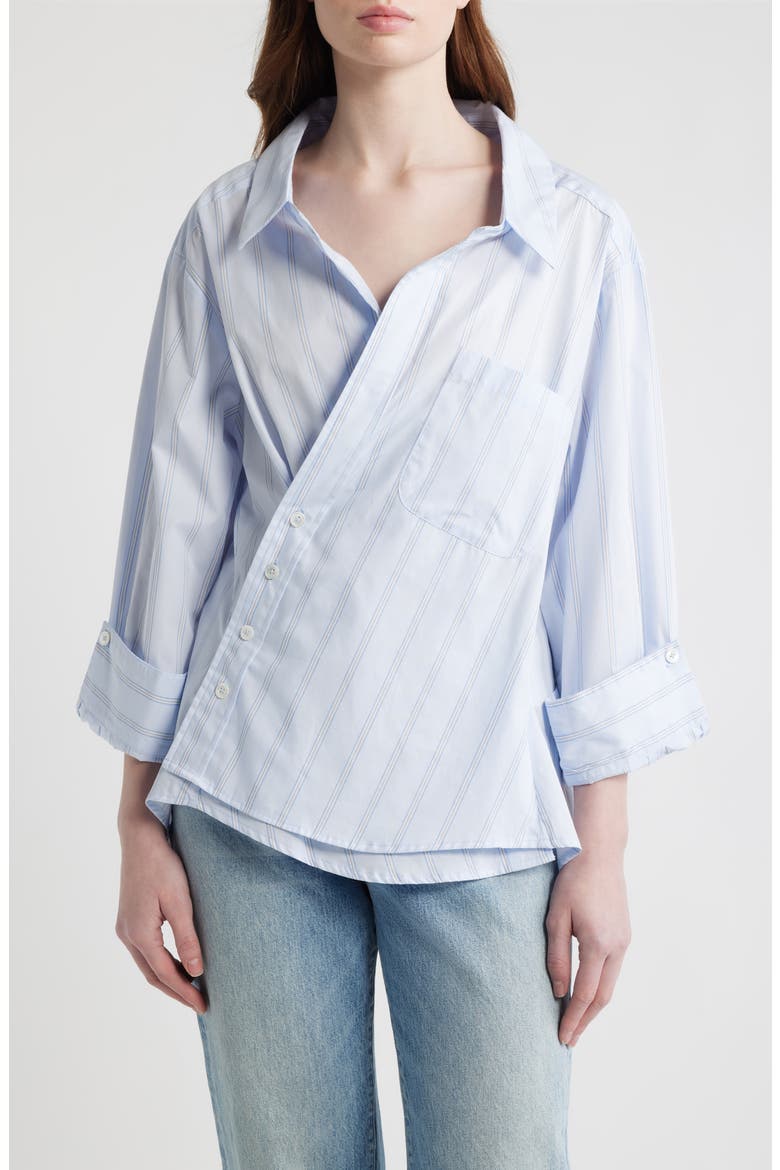 Asymmetric Stripe Wrap Shirt, Main, color, ROYAL STRIPE