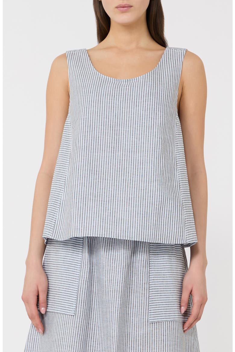 Stripe Linen Blend Tank, Main, color, SKY BLUE