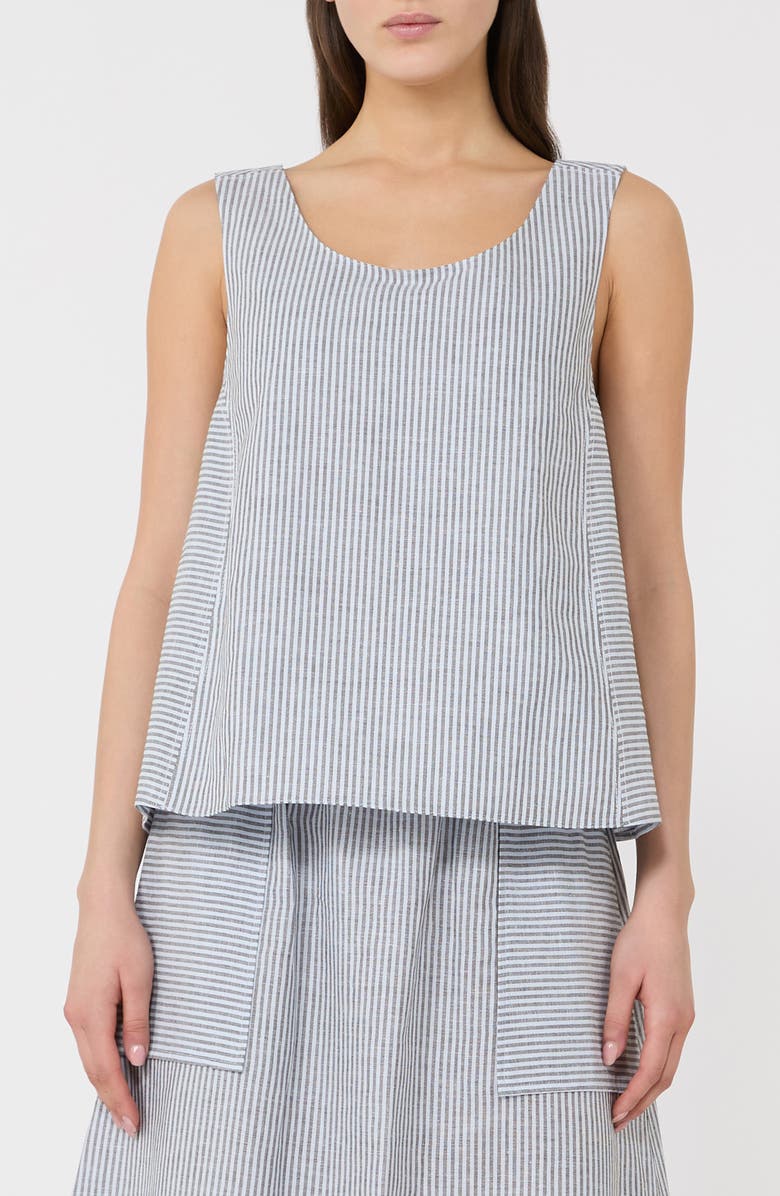 MM by Max Mara Stripe Linen Blend Tank, Main, color, Sky Blue