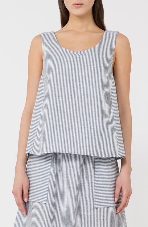 Stripe Linen Blend Tank