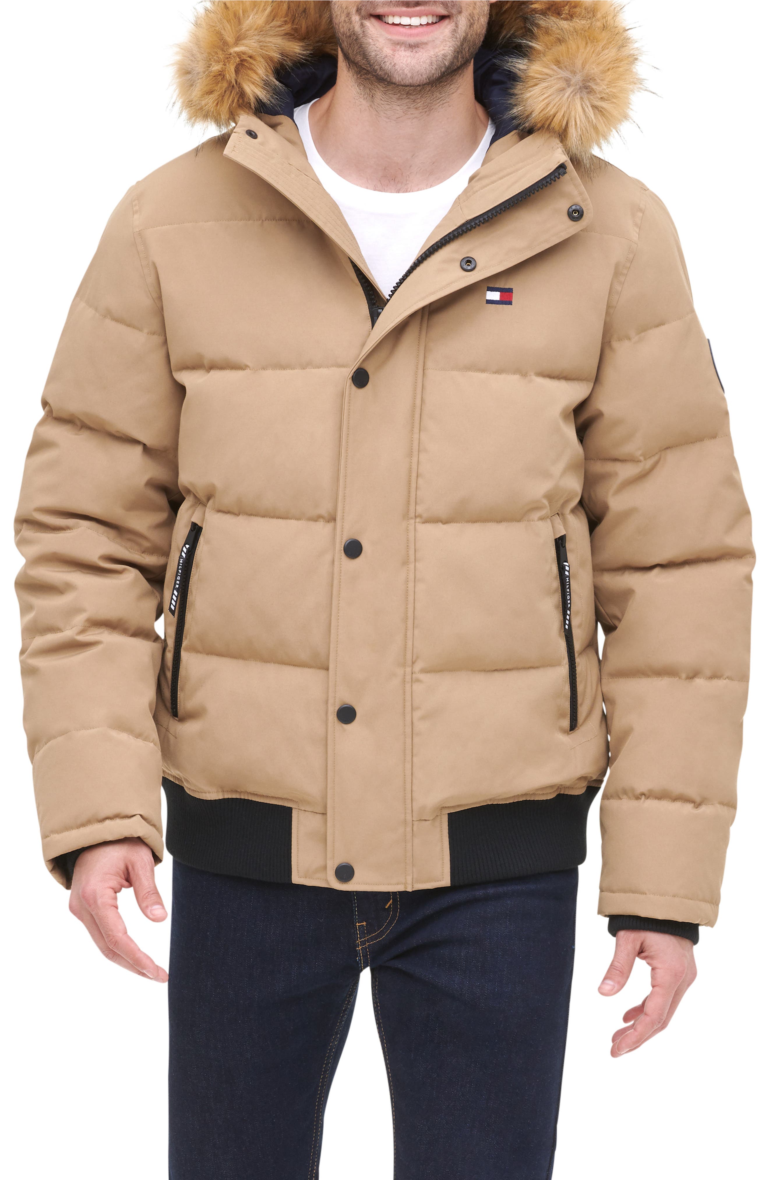 Arctic Snorkel Faux Fur Trim Bomber Jacket