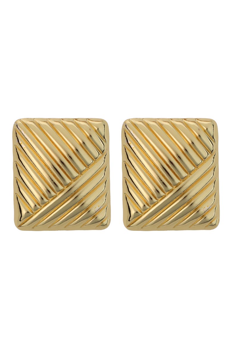 Textured Square Earrings, Main, color, GOLD