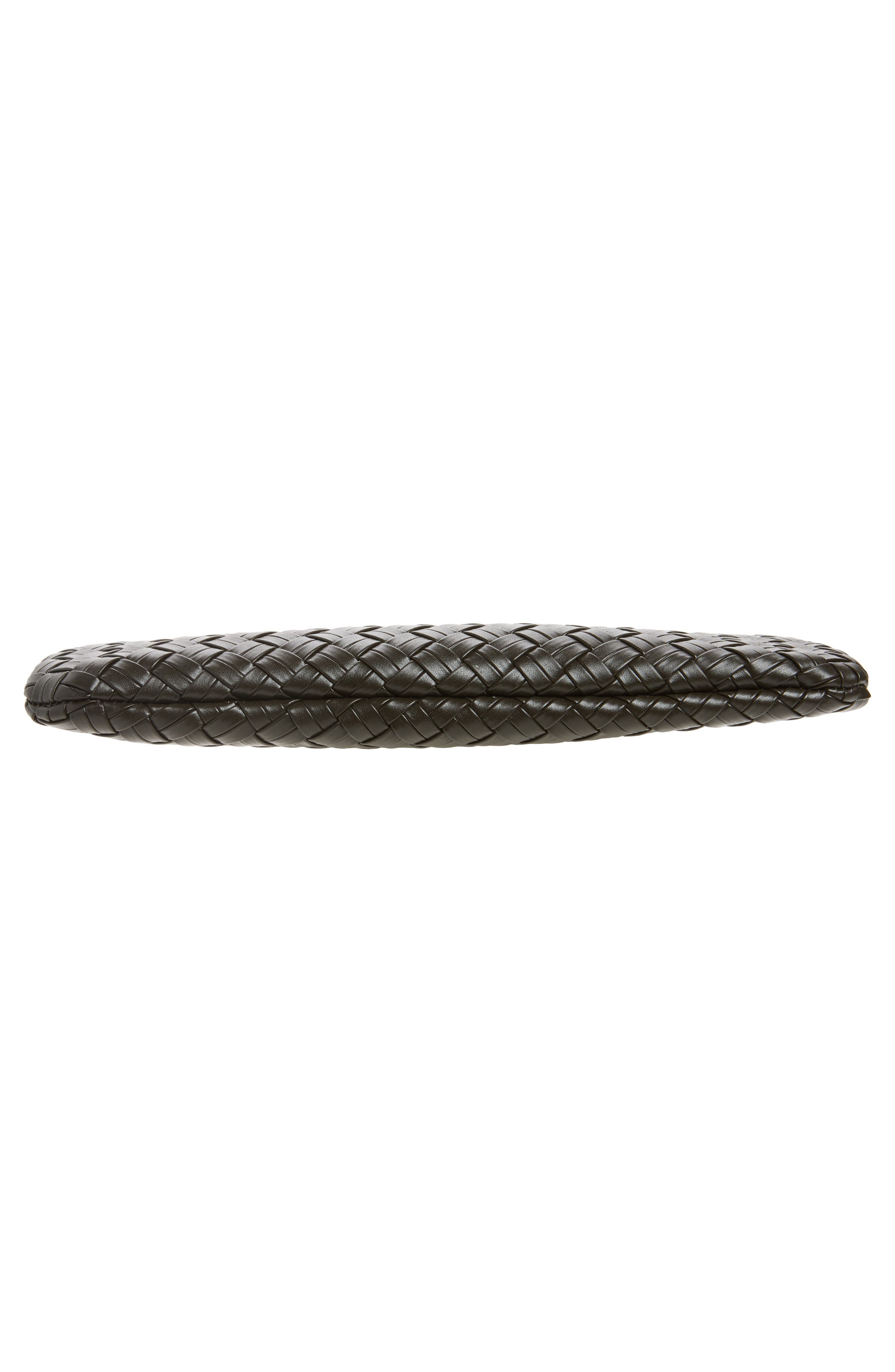 Woven Faux Leather Frame Clutch, Alternate, color, CHOCOLATE