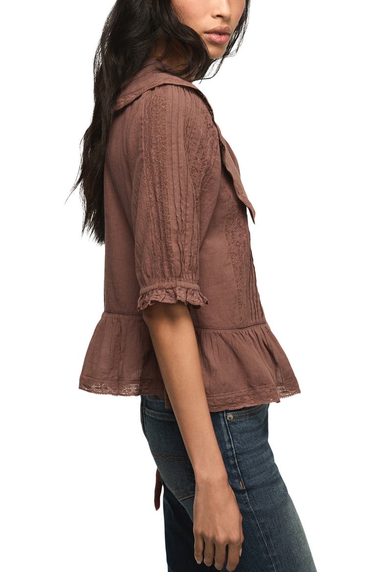 Lace Peplum Top, Alternate, color, PEPPERCORN