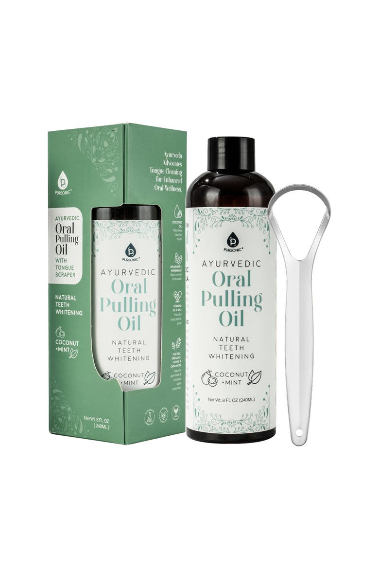 Oral Pulling Oil 3-Pack with Tongue Scrapers, Alternate, color, White