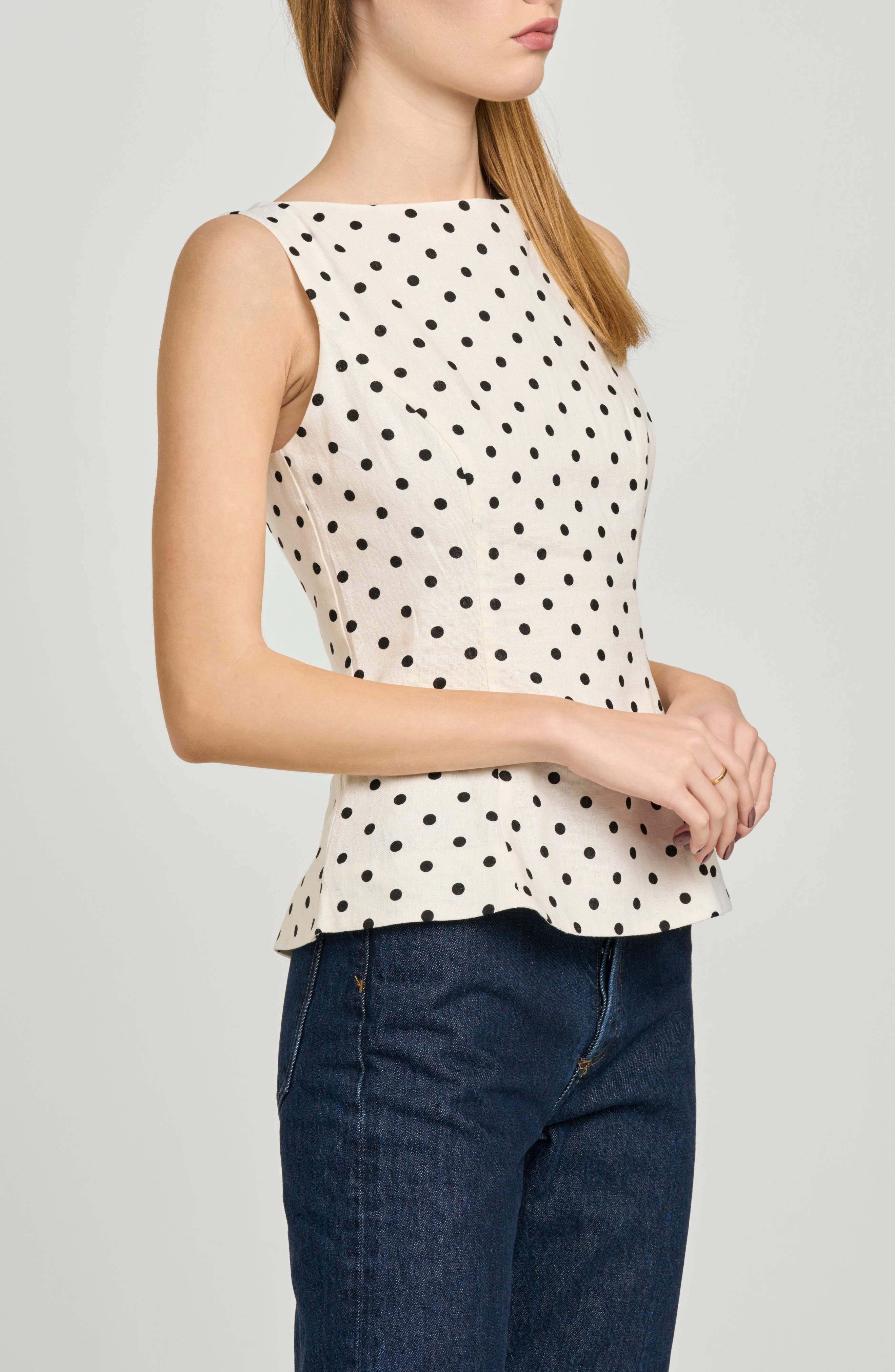 WAYF Arielle Polka Dot Boat Neck Top | Nordstrom