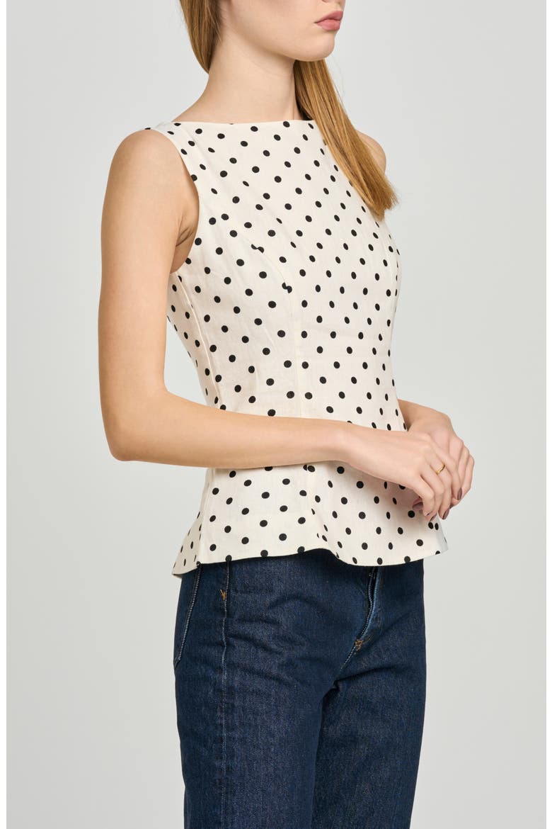 Arielle Polka Dot Boat Neck Top, Alternate, color, IVORY POLKA DOT