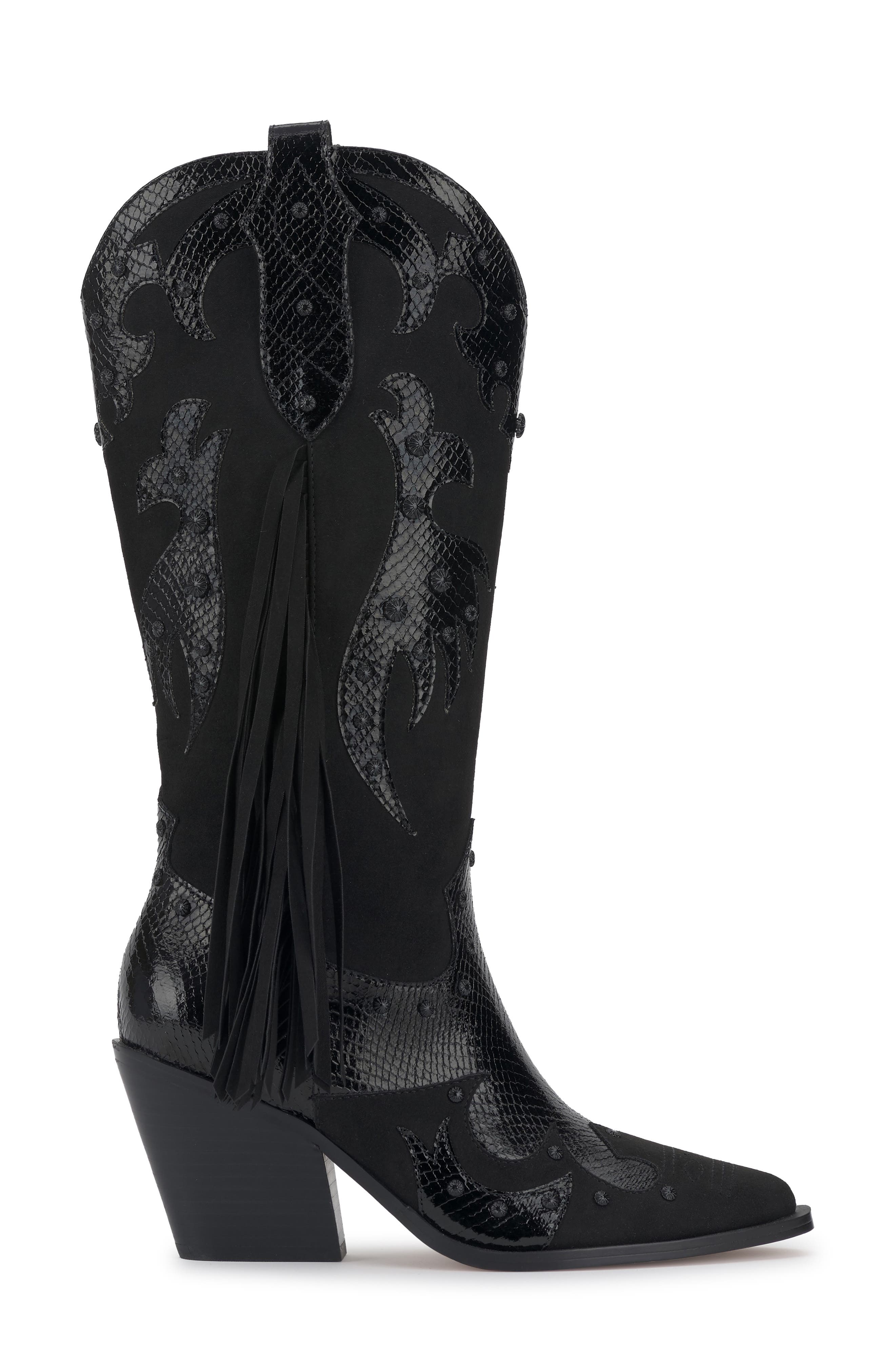 Piarin Pointed Toe Western Boot, Alternate, color, BLACK